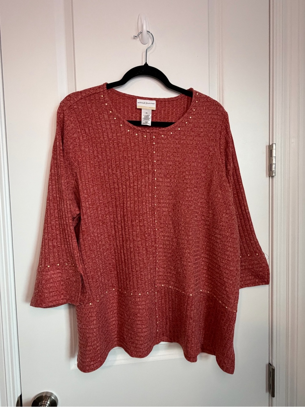 Alfred Dunner Rust Studded Knit Pullover Casual Dress Up